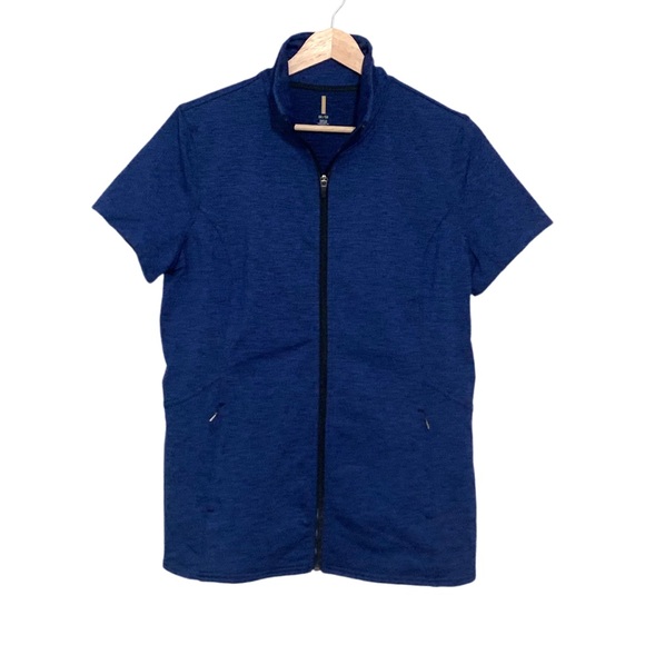 Lucy Tech Blue Short Sleeve Zip-Up Jacket Blue and Black Size Medium Activewear - Picture 1 of 13